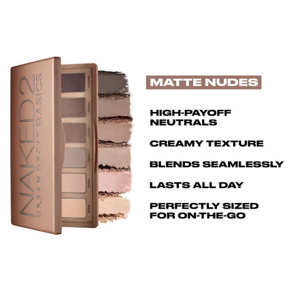 URBAN DECAY Naked 2 Basics Mini Eyeshadow Palette - 6 Matte Neutral Cool-Tone Shades, Ultra-Blendable, Travel-Friendly Avelisse