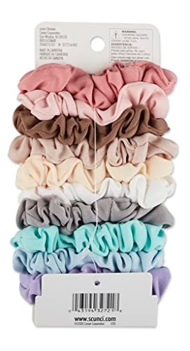 Scunci Value Pack No Damage Scrunchies - 10 Assorted Colors - Gentle Fabric Hair Ties for All Hair Types - görsel 4
