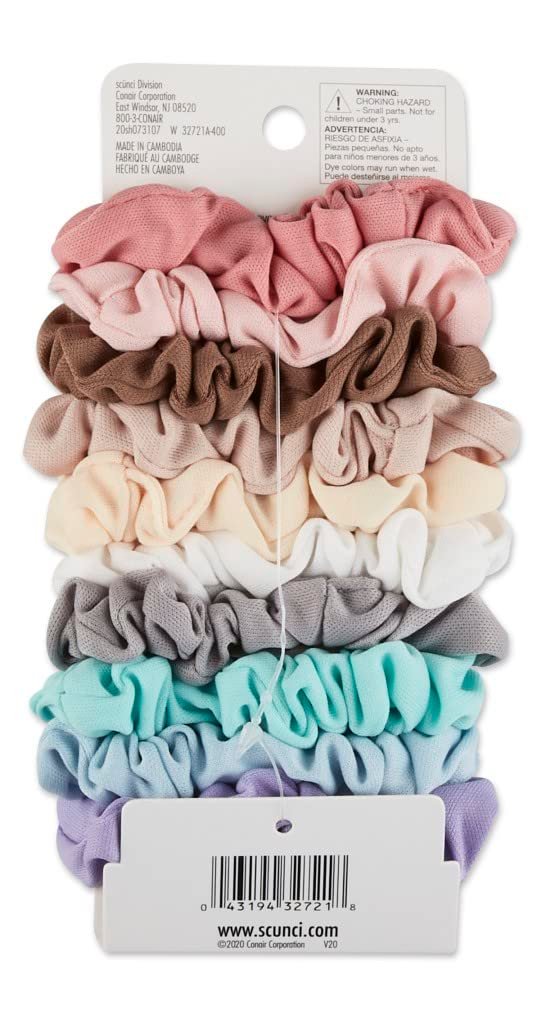 Scunci Value Pack No Damage Scrunchies - 10 Assorted Colors - Gentle Fabric Hair Ties for All Hair Types - görsel 3