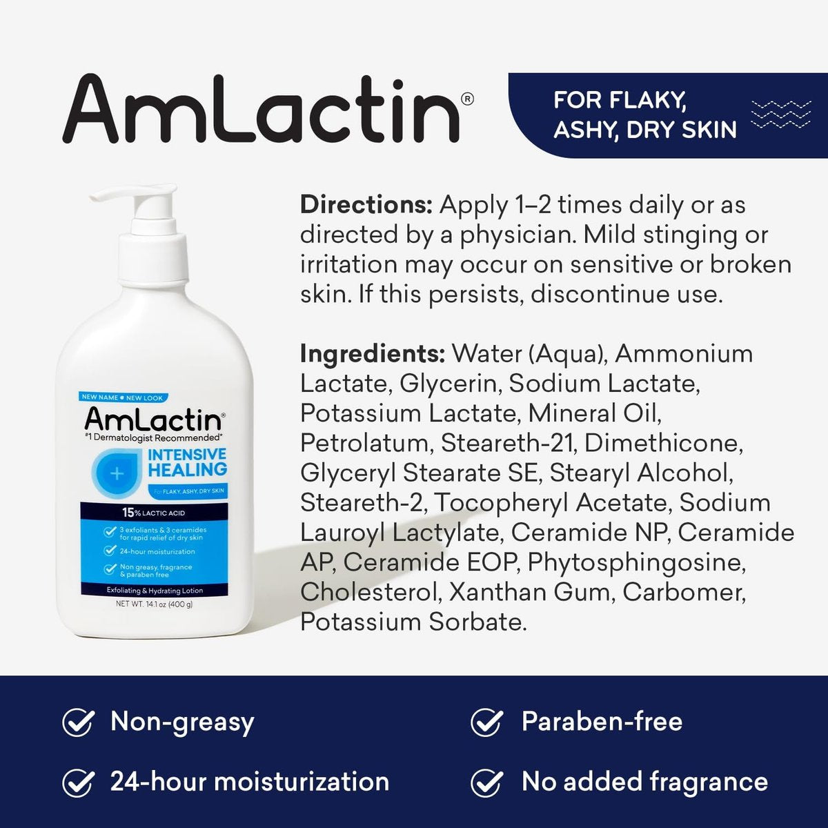 AmLactin Rapid Relief Restoring Lotion + Ceramides - 7.9 oz, Pack of 2 Avelisse