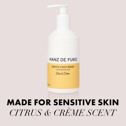 Hanz de Fuko Gentle Face Wash – Citrus & Crème Premium Facial Cleanser for Sensitive Skin, Hypoallergenic with Aloe Vera, Clove, Acai – Sulfate and Paraben Free – 8 oz