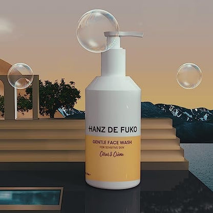 Hanz de Fuko Gentle Face Wash – Citrus & Crème Premium Facial Cleanser for Sensitive Skin, Hypoallergenic with Aloe Vera, Clove, Acai – Sulfate and Paraben Free – 8 oz