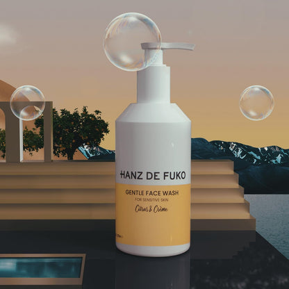 Hanz de Fuko Gentle Face Wash – Citrus & Crème Premium Facial Cleanser for Sensitive Skin, Hypoallergenic with Aloe Vera, Clove, Acai – Sulfate and Paraben Free – 8 oz