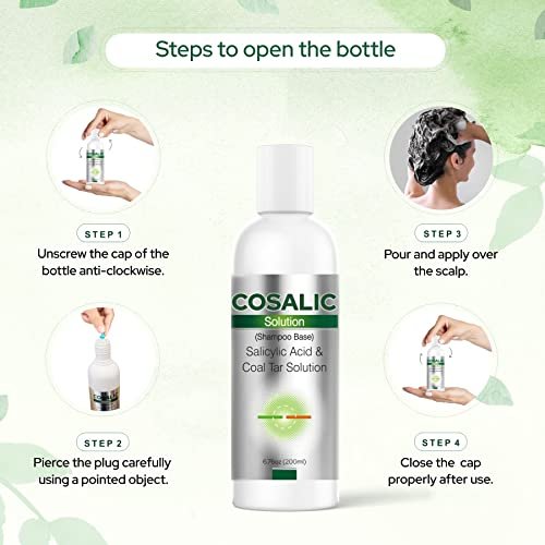 SALVE Cosalic Shampoo Solution with Salicylic Acid & Coal Tar for Dandruff-Prone and Psoriasis-Prone Scalp, 200 ml (6.76 fl oz) Pack of 2 - görsel 14