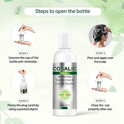SALVE Cosalic Shampoo Solution with Salicylic Acid & Coal Tar for Dandruff-Prone and Psoriasis-Prone Scalp, 200 ml (6.76 fl oz) Pack of 2
