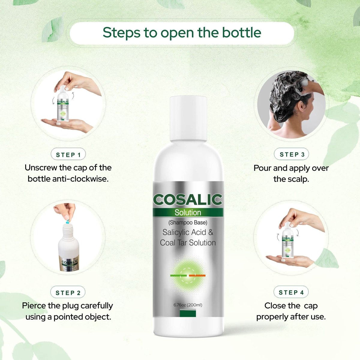 SALVE Cosalic Shampoo Solution with Salicylic Acid & Coal Tar for Dandruff-Prone and Psoriasis-Prone Scalp, 200 ml (6.76 fl oz) Pack of 2 - görsel 13