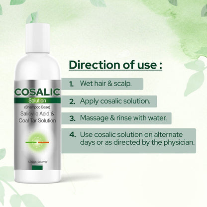 SALVE Cosalic Shampoo Solution with Salicylic Acid & Coal Tar for Dandruff-Prone and Psoriasis-Prone Scalp, 200 ml (6.76 fl oz) Pack of 2