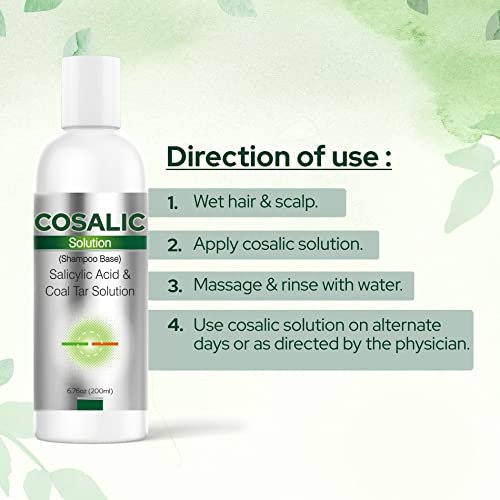 SALVE Cosalic Shampoo Solution with Salicylic Acid & Coal Tar for Dandruff-Prone and Psoriasis-Prone Scalp, 200 ml (6.76 fl oz) Pack of 2 - görsel 12