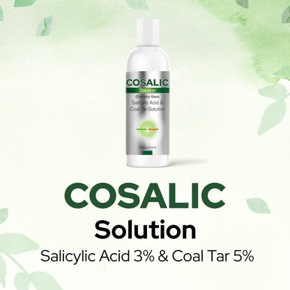 SALVE Cosalic Shampoo Solution with Salicylic Acid & Coal Tar for Dandruff-Prone and Psoriasis-Prone Scalp, 200 ml (6.76 fl oz) Pack of 2