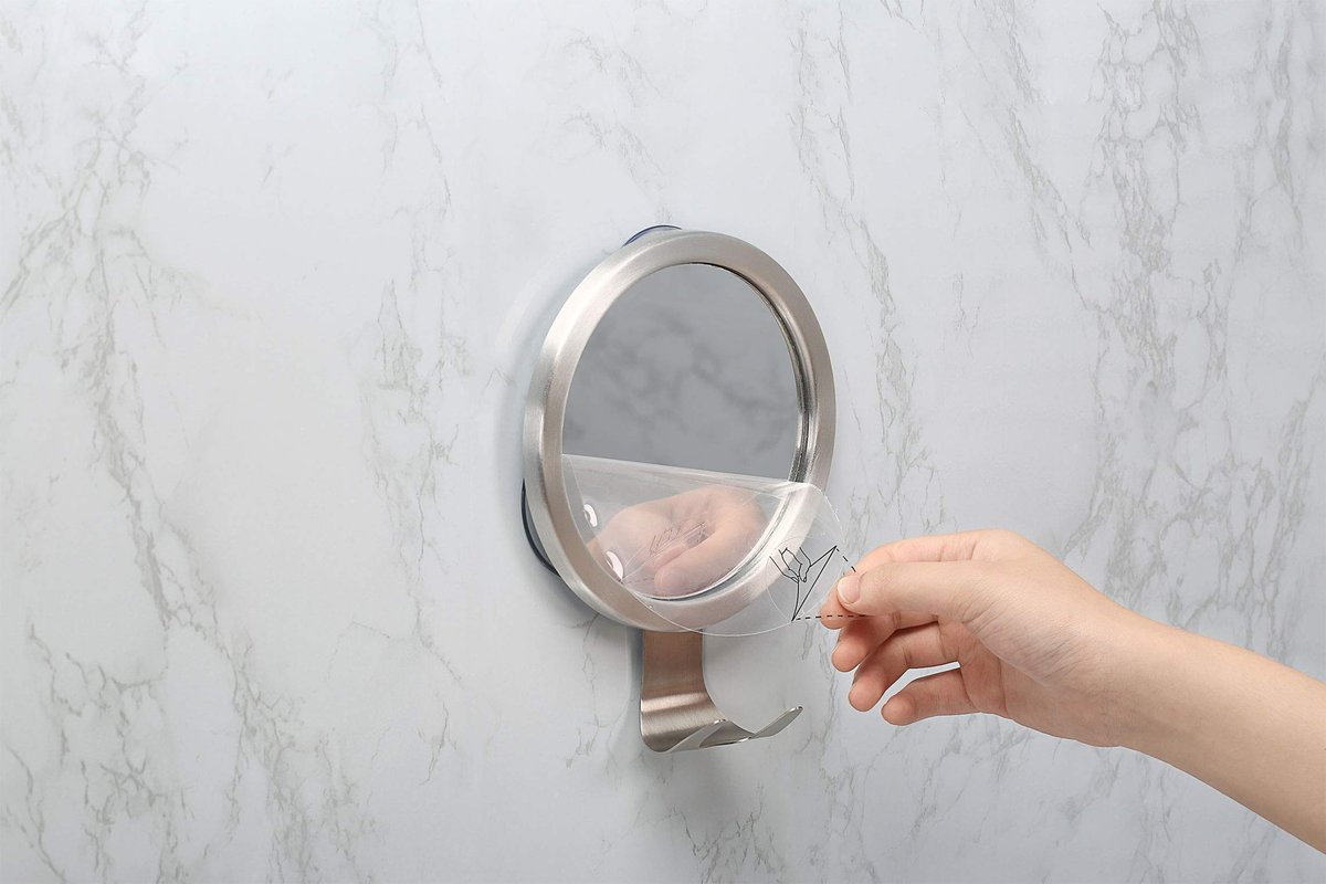 Ettori Fogless Shower Mirror with Razor Holder - Aluminum, Anti-Fog, Suction Mount Avelisse