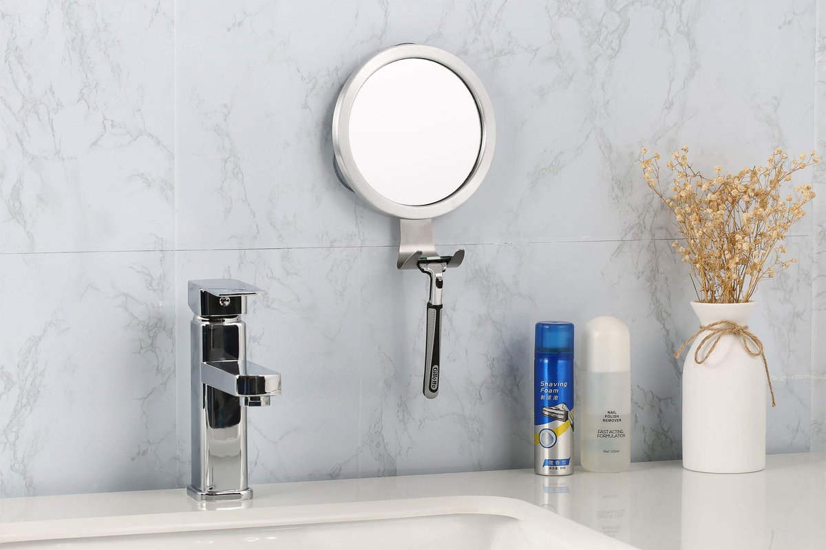 Ettori Fogless Shower Mirror with Razor Holder - Aluminum, Anti-Fog, Suction Mount Avelisse