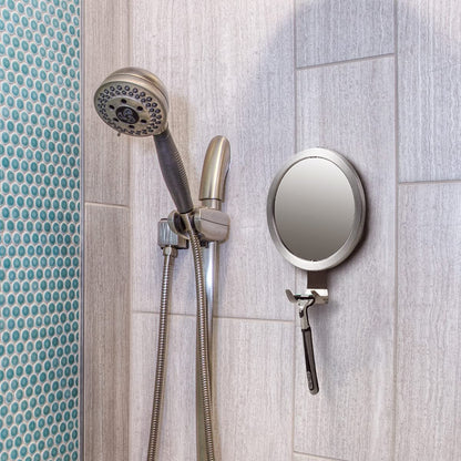 Ettori Fogless Shower Mirror with Razor Holder - Aluminum, Anti-Fog, Suction Mount Avelisse
