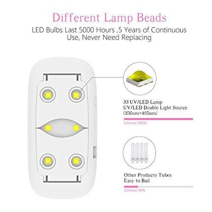 eKartZ Mini Nail Dryer Lamp – 6W LED UV Portable Curing Lamp for Gel Polish with 45s/60s Timer, USB Powered (Pink)