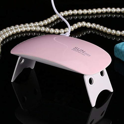eKartZ Mini Nail Dryer Lamp – 6W LED UV Portable Curing Lamp for Gel Polish with 45s/60s Timer, USB Powered (Pink)