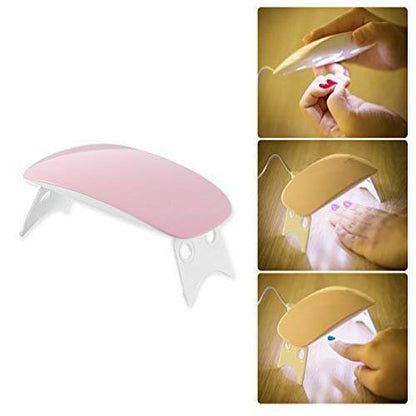 eKartZ Mini Nail Dryer Lamp – 6W LED UV Portable Curing Lamp for Gel Polish with 45s/60s Timer, USB Powered (Pink)