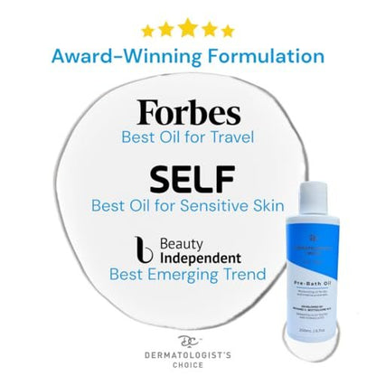 Dermatologist's Choice Pre-Bath Oil - Fragrance-Free Precleansing Treatment for Very Dry, Sensitive, and Eczema-Prone Skin, 6.7 Fl Oz