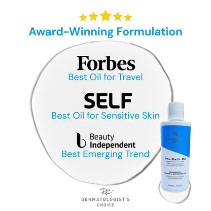 Dermatologist's Choice Pre-Bath Oil - Fragrance-Free Precleansing Treatment for Very Dry, Sensitive, and Eczema-Prone Skin, 6.7 Fl Oz