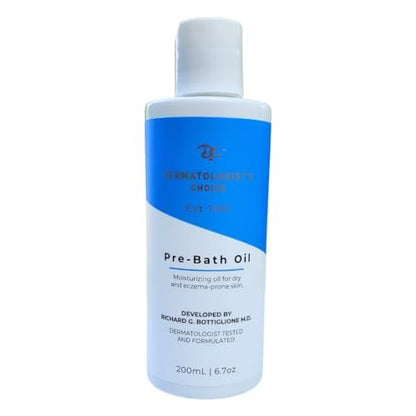 Dermatologist's Choice Pre-Bath Oil - Fragrance-Free Precleansing Treatment for Very Dry, Sensitive, and Eczema-Prone Skin, 6.7 Fl Oz