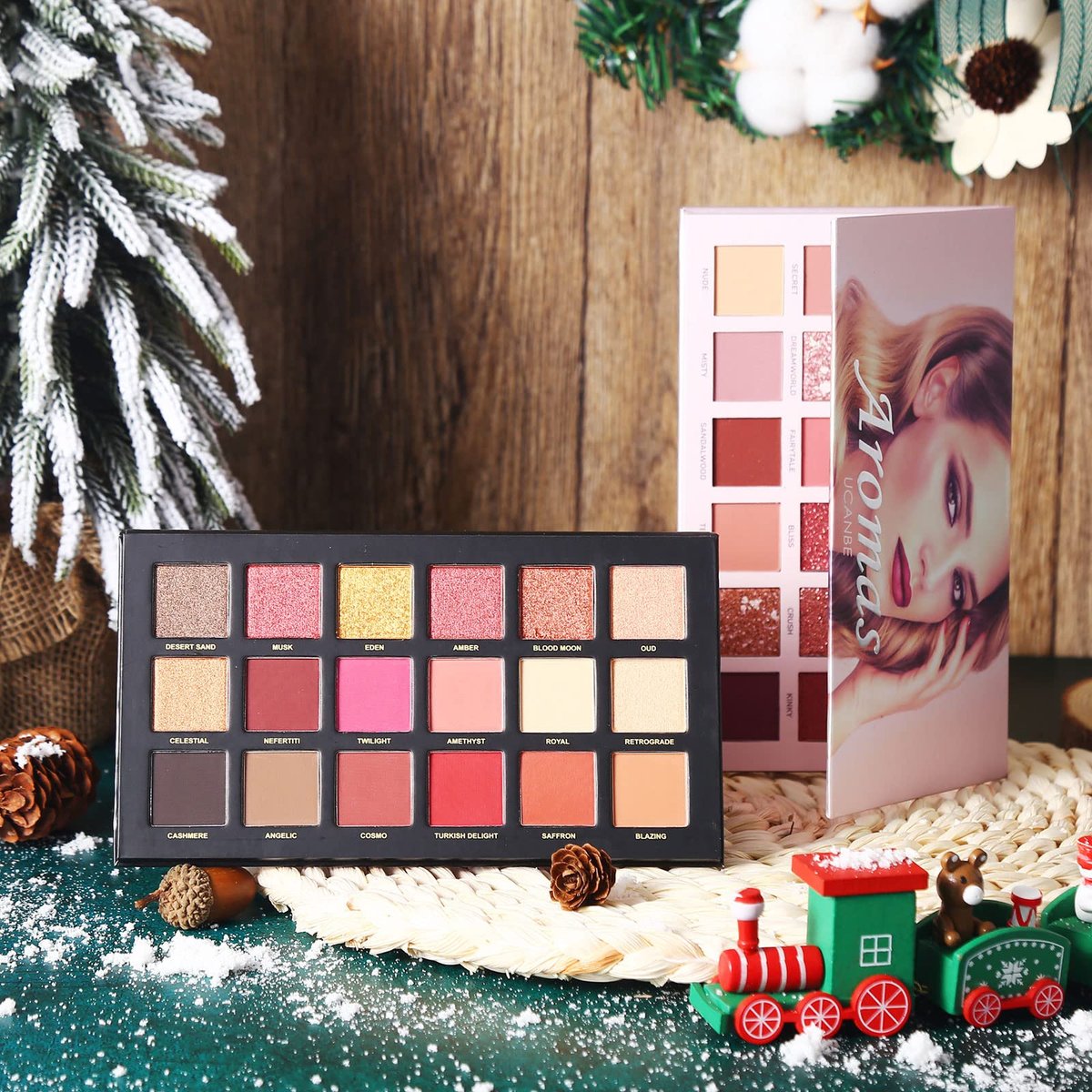 UCANBE 2-Piece Twilight Dusk + Aromas Nude Eyeshadow Palette Set - Highly Pigmented Matte, Shimmer & Glitter Pressed Powder Eye Shadow Kit with Natural Velvet Texture Avelisse