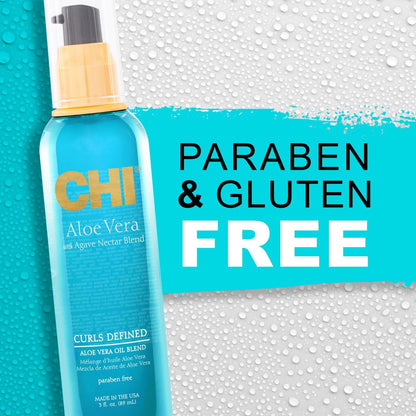 CHI Aloe Vera Oil - Strengthen, Shine & Moisturize Weak Curly Hair - Sulfate, Paraben & Cruelty-Free 3 Oz
