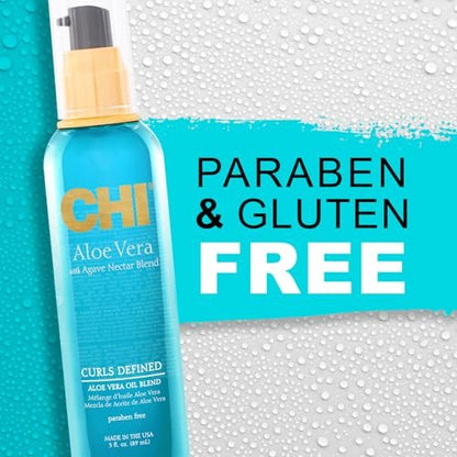CHI Aloe Vera Oil - Strengthen, Shine & Moisturize Weak Curly Hair - Sulfate, Paraben & Cruelty-Free 3 Oz