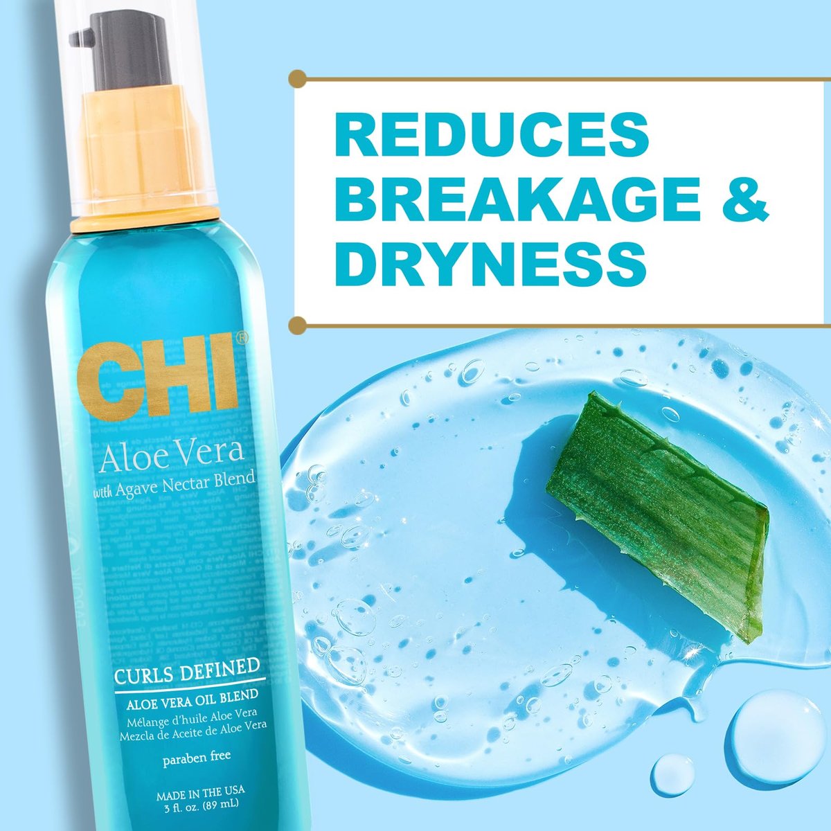CHI Aloe Vera Oil - Strengthen, Shine & Moisturize Weak Curly Hair - Sulfate, Paraben & Cruelty-Free 3 Oz - görsel 7