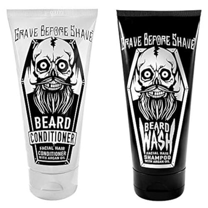 Grave Before Shave Beard Wash & Beard Conditioner Pack - 3 Ounce Duo for Soft, Manageable Beards Avelisse