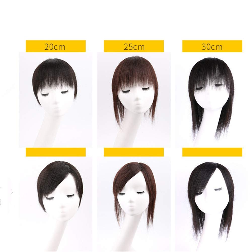 LXUE Real Human Hair Clip in Toppers with Bangs – Women's Hairpieces for Thinning Hair (8" Dark Brown) - görsel 5