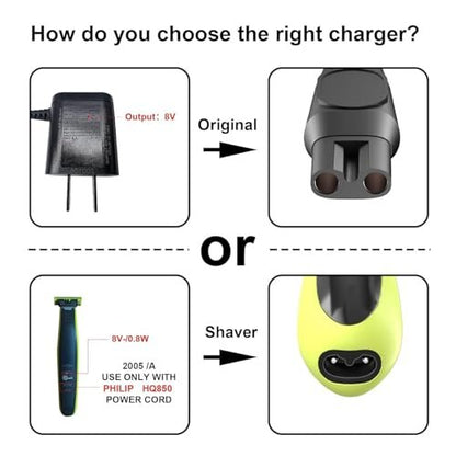 IBERLS HQ850 Power Cord Compatible with Philips OneBlade QP2630 QP2530 Shaver - Replacement Charger Cable 8V
