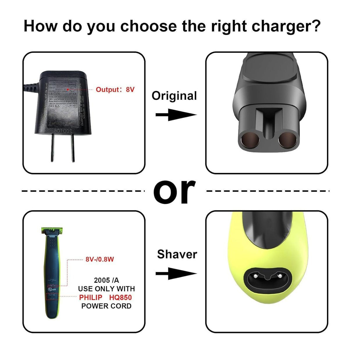 IBERLS HQ850 Power Cord Compatible with Philips OneBlade QP2630 QP2530 Shaver - Replacement Charger Cable 8V - görsel 9