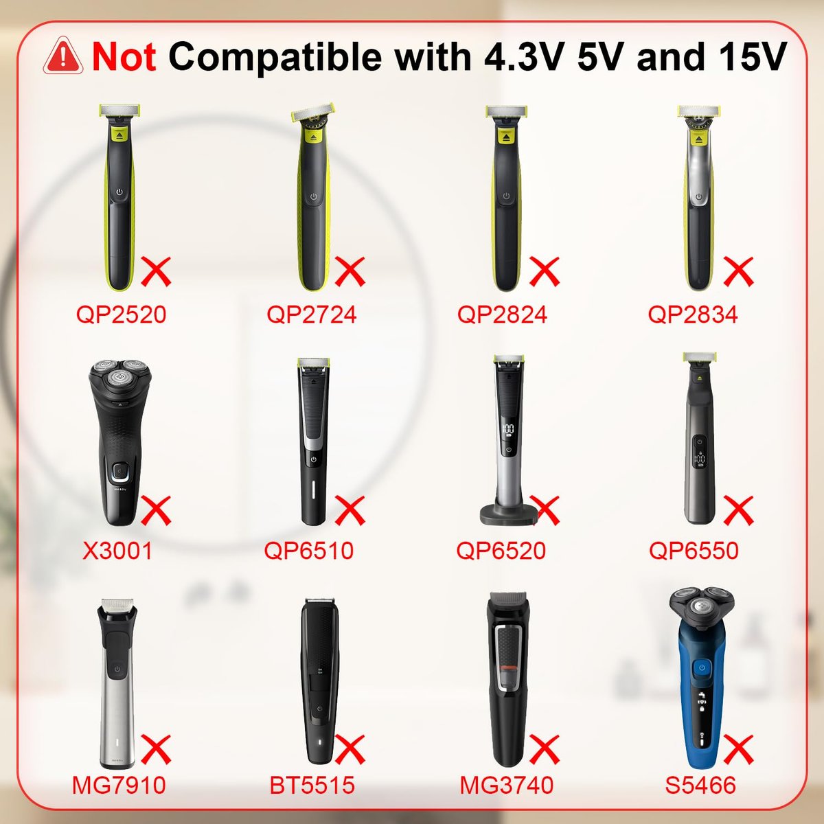 IBERLS HQ850 Power Cord Compatible with Philips OneBlade QP2630 QP2530 Shaver - Replacement Charger Cable 8V - görsel 7