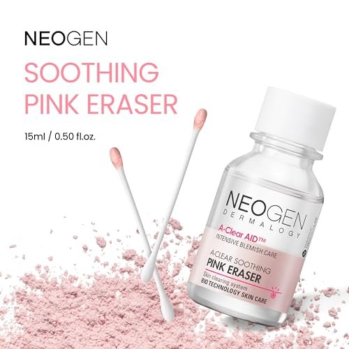 NEOGEN A-Clear Soothing Pink Eraser - Spot Care & Blemish Treatment with Calamine Powder, Korean Skin Care for Face and Skin, 0.50 Fl Oz Avelisse