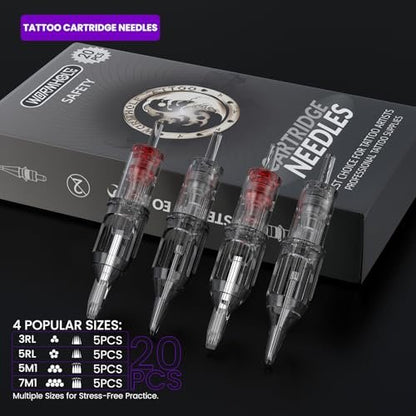 Wormhole Tattoo Kit for Beginners – Rotary Tattoo Pen Kit with 20 Color Inks, 20 Cartridge Needles & Power Supply for Tattoo Practice (Red, 105 Piece Set) Avelisse