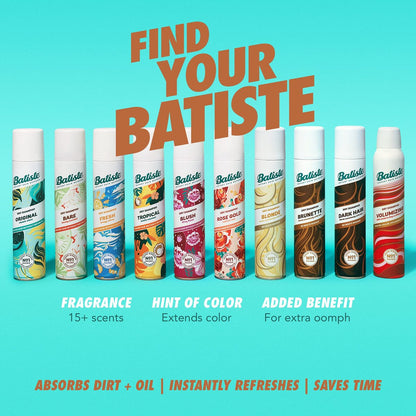 Batiste Dry Shampoo for Dark Hair - Refresh & Absorb Oil, Waterless Shampoo for Texture & Body, 6.35 oz