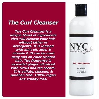 NYC Curls The Curl Cleanser - Sulfate Free Shampoo Alternative for Curly, Coily & Wavy Hair - Zero Lather & Color Safe - Vegan, 12 Fl Oz Avelisse