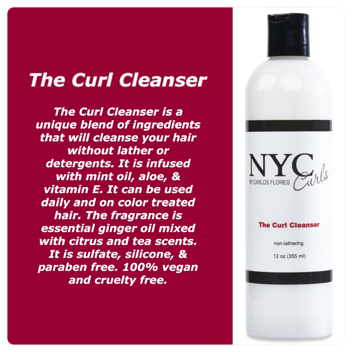 NYC Curls The Curl Cleanser - Sulfate Free Shampoo Alternative for Curly, Coily & Wavy Hair - Zero Lather & Color Safe - Vegan, 12 Fl Oz Avelisse