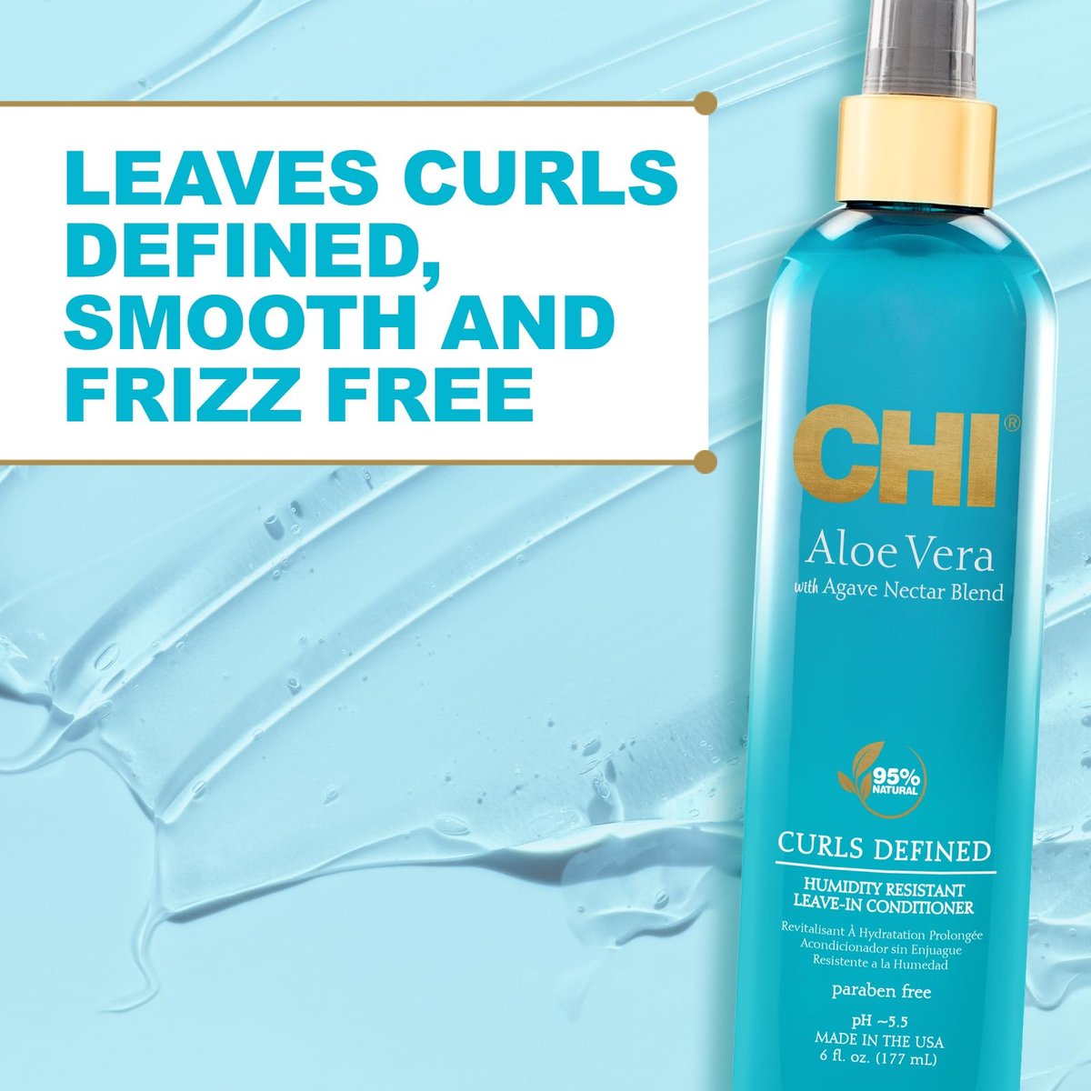 CHI Aloe Vera Humidity Resistant Leave-In Conditioner - Defined, Smooth & Frizz-Free Curls - Sulfate, Paraben & Cruelty-Free - 6 oz Avelisse
