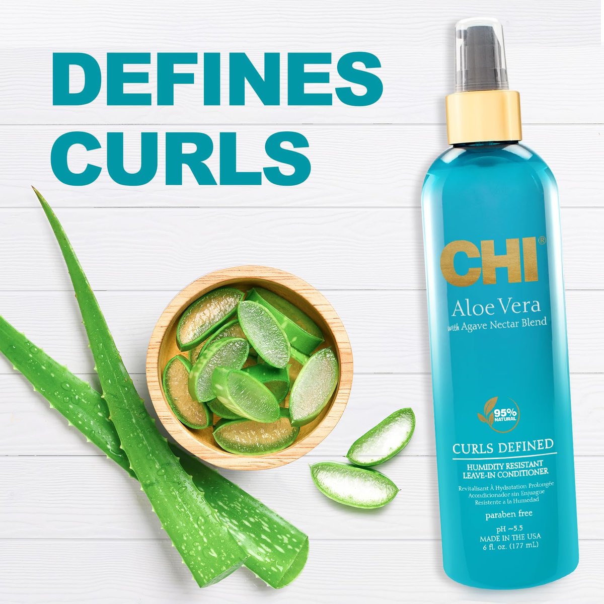 CHI Aloe Vera Humidity Resistant Leave-In Conditioner - Defined, Smooth & Frizz-Free Curls - Sulfate, Paraben & Cruelty-Free - 6 oz Avelisse