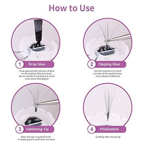 Teenitor 200 Pack Eyelash Extension Volume Lashes Fan Blossom Cups, Glue Holder and Lash Organizer Supplies Tools - görsel 10