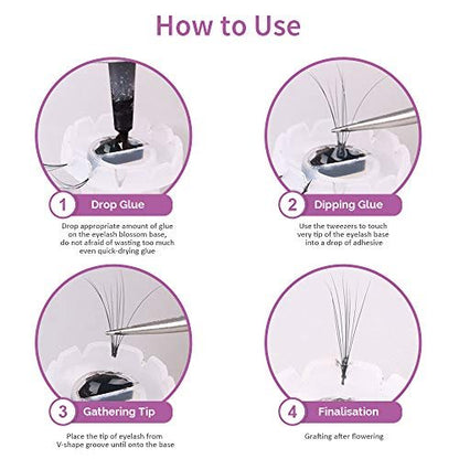 Teenitor 200 Pack Eyelash Extension Volume Lashes Fan Blossom Cups, Glue Holder and Lash Organizer Supplies Tools