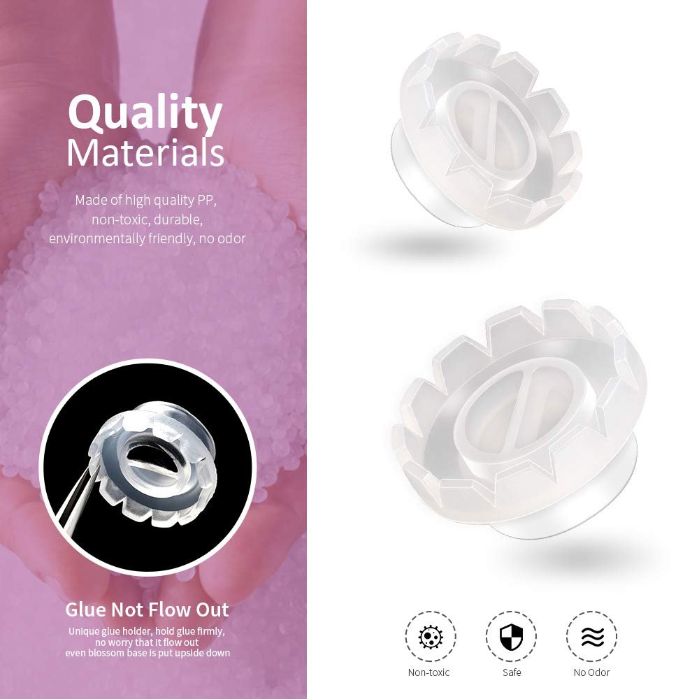 Teenitor 200 Pack Eyelash Extension Volume Lashes Fan Blossom Cups, Glue Holder and Lash Organizer Supplies Tools - görsel 7