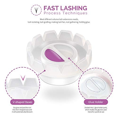 Teenitor 200 Pack Eyelash Extension Volume Lashes Fan Blossom Cups, Glue Holder and Lash Organizer Supplies Tools - görsel 6