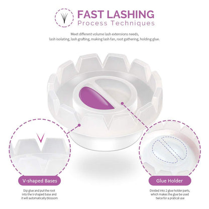 Teenitor 200 Pack Eyelash Extension Volume Lashes Fan Blossom Cups, Glue Holder and Lash Organizer Supplies Tools