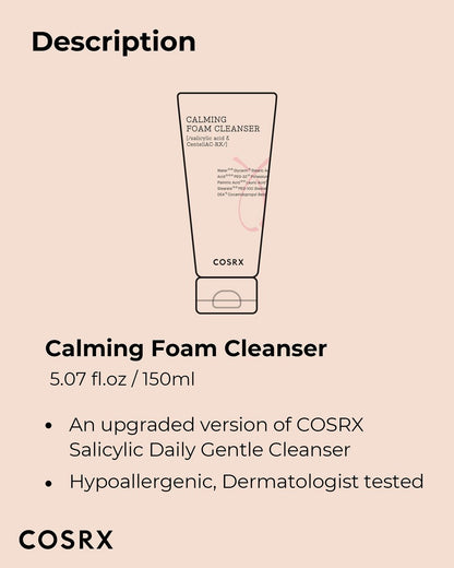 COSRX AC Collection Calming Foam Cleanser - Salicylic Acid Acne Face Wash, 150ml / 5.07 fl.oz, Paraben Free, Animal Testing Free, Korean Skin Care