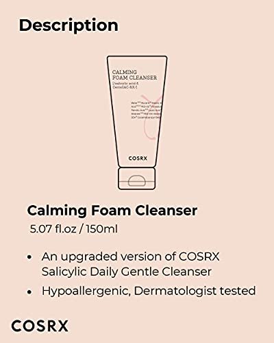 COSRX AC Collection Calming Foam Cleanser - Salicylic Acid Acne Face Wash, 150ml / 5.07 fl.oz, Paraben Free, Animal Testing Free, Korean Skin Care