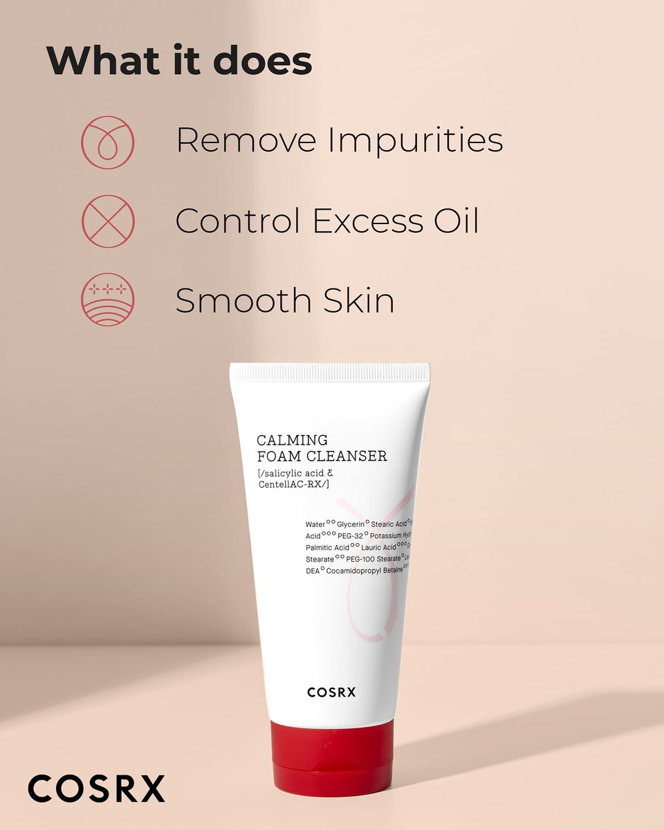COSRX AC Collection Calming Foam Cleanser - Salicylic Acid Acne Face Wash, 150ml / 5.07 fl.oz, Paraben Free, Animal Testing Free, Korean Skin Care - görsel 3