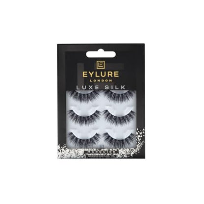 Eylure Luxe Silk Marquise False Lashes – 3 Pairs with Adhesive Included | Faux Mink, Black Avelisse