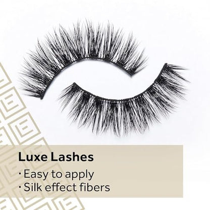 Eylure Luxe Silk Marquise False Lashes – 3 Pairs with Adhesive Included | Faux Mink, Black Avelisse