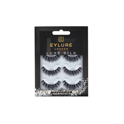 Eylure Luxe Silk Marquise False Lashes – 3 Pairs with Adhesive Included | Faux Mink, Black Avelisse