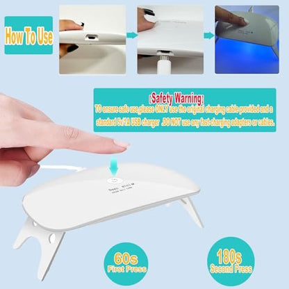 Kepma UV LED Nail Dryer Mini Lamp Portable Curing Light for Gel Nail Polish, 6W (White)